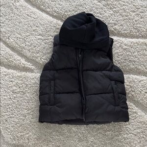 Kids Black Puffer Vest with Hood